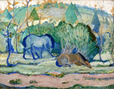 Horses in the Pasture by Franz Marc